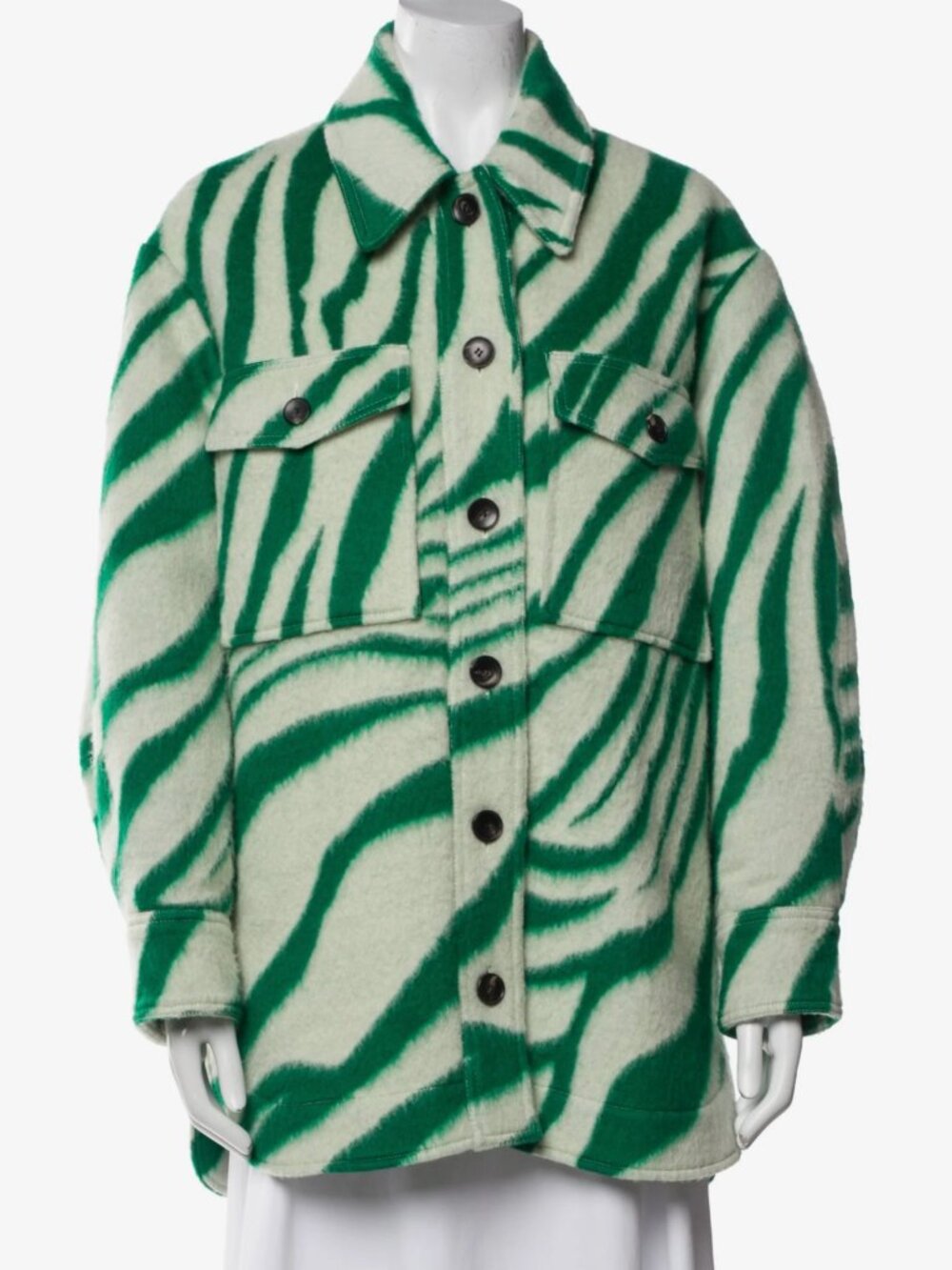 Isabel Marant Striped Virgin Wool Faux Fur Coat